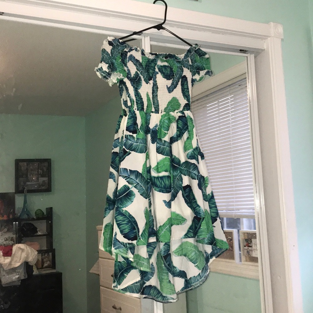 Palm leaf printed summer dress